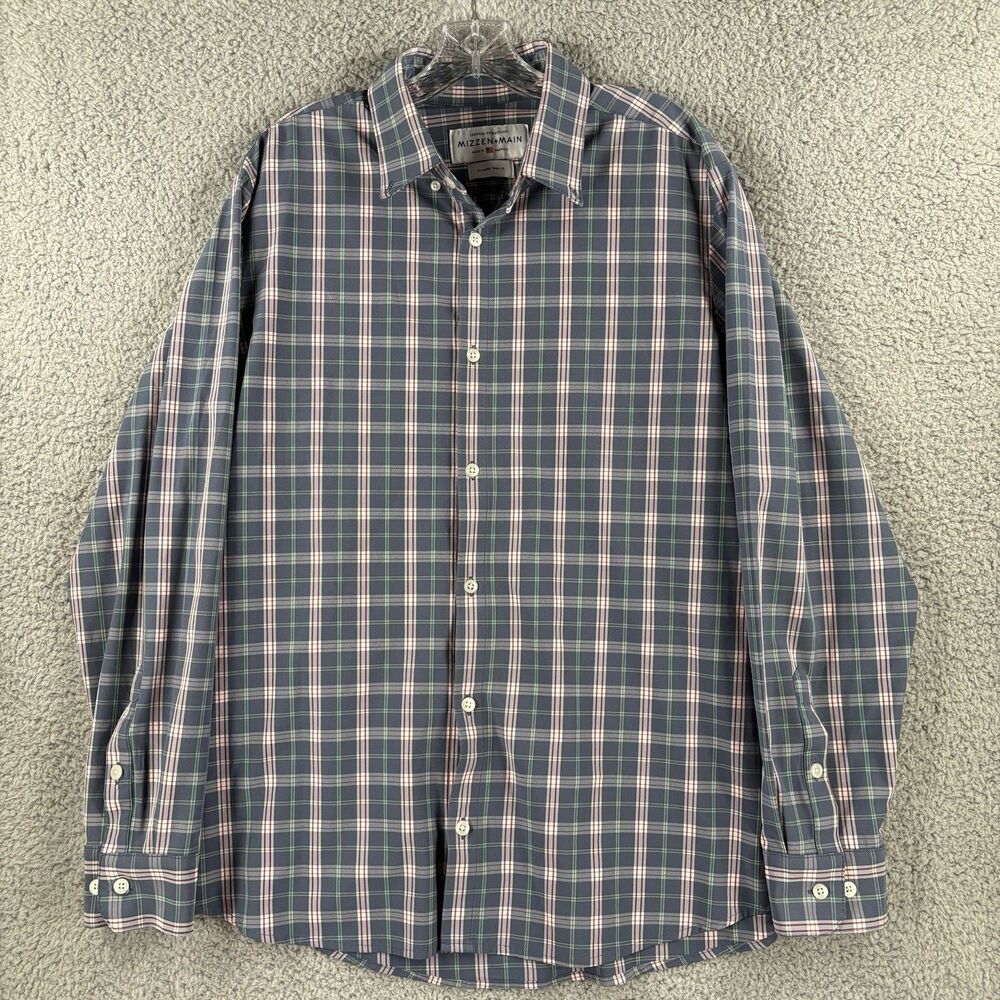 Mizzen+Main Leeward Shirt Extra Large XL Trim Fit Performance Plaid Button Up